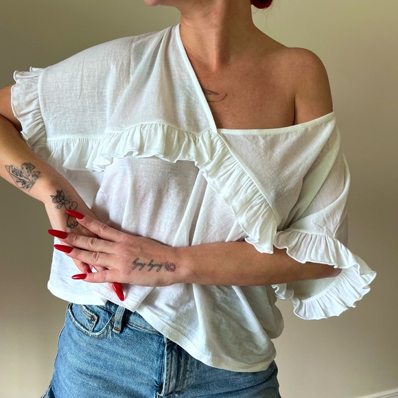 White Summer Boho Shirt - Picture 1 of 5